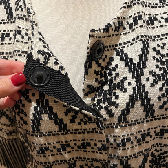 Didier Parakian Womens Black and Beige Patterned Long Blazer Jacket - Picture 8 of 12